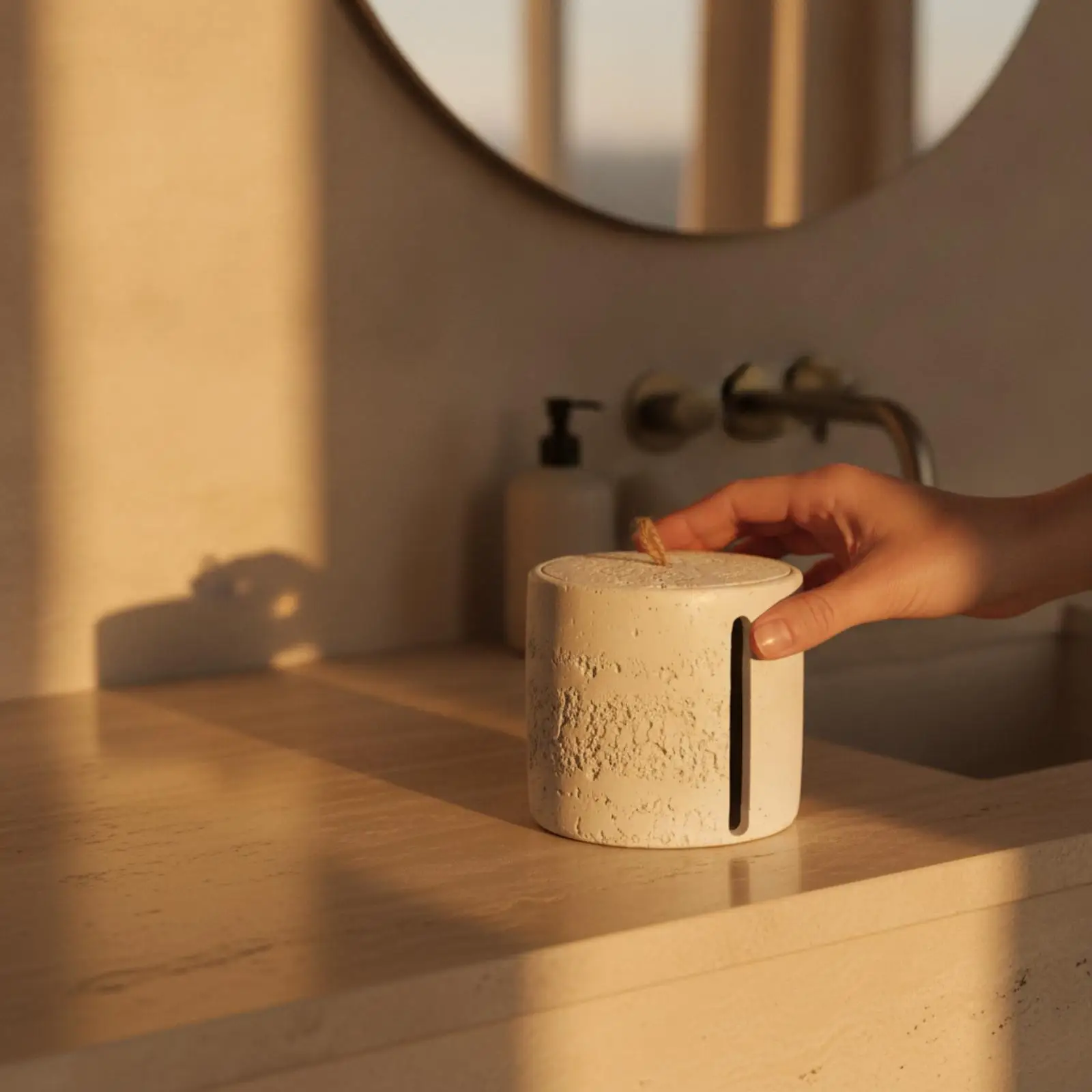 Paper Holder with Rope Handle Compact Paper Holder with Lid Freestanding