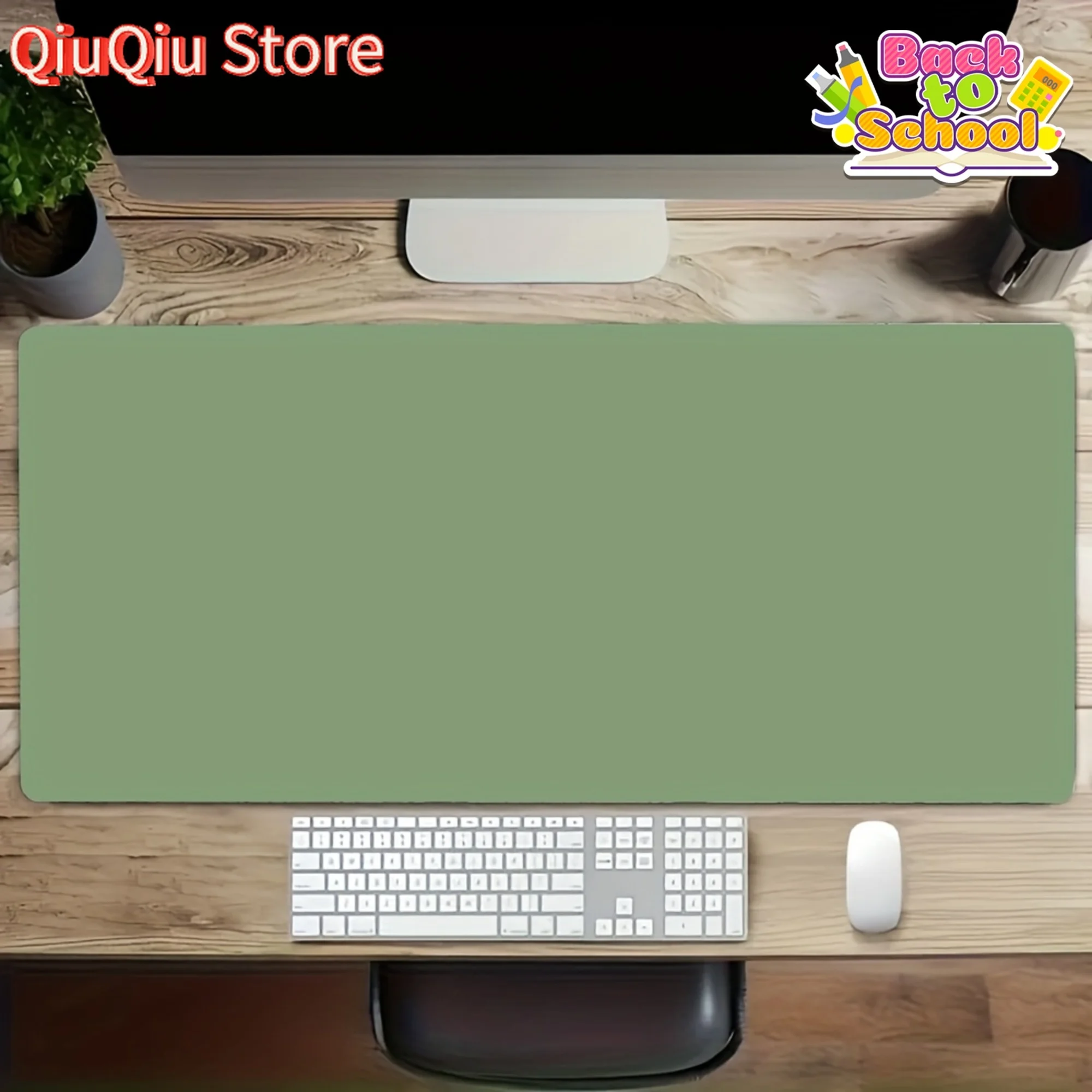 

1 шт. Классический однотонный темно-зеленый игровой коврик для мыши — нескользящая резиновая основа, моющийся настольный коврик для офиса, школы, домашнего декора, Pl