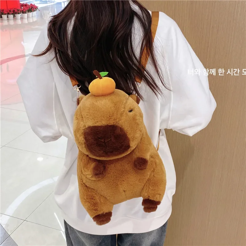 Dolphin Backpack Kapybara Cute Plush Shoulder Bag Dual Purpose Shoulder Bag Cute Water Dolphin Doll Handle Mini Backpack Bags