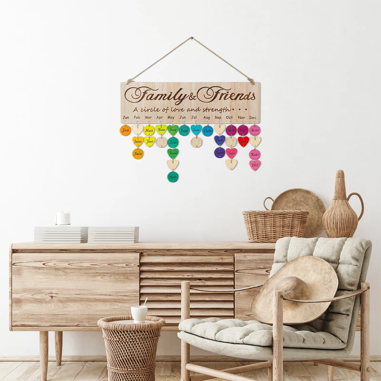 

Wooden Block Calendar Diy Family Birthday Reminder Wall Decor Hanging Plaque For Anniversary Festival Mothers Day Fathers