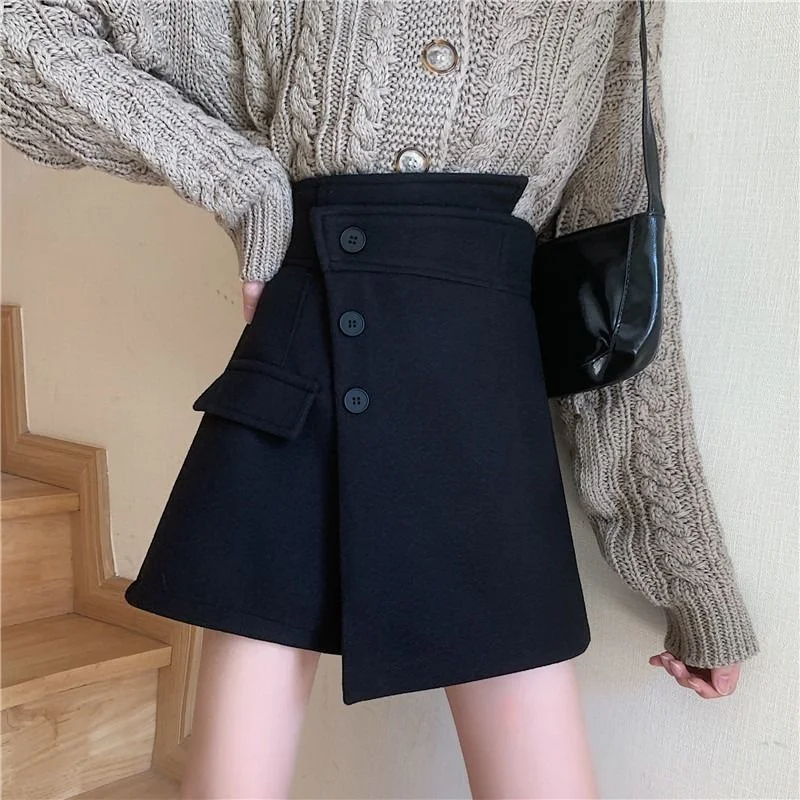 

Woolen Shorts Women's 2023 High Waist Loose Irregular Pants Casual Pants Skirt Ropa Mujer Mini Skirts Clothes for Women