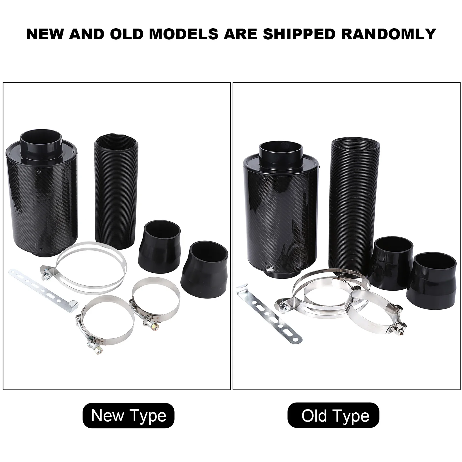 

Universal Car 3" Cold Air Intake Pipe Kit - Carbon Fibre Enclosed Filter Feed Hose for Auto Modification