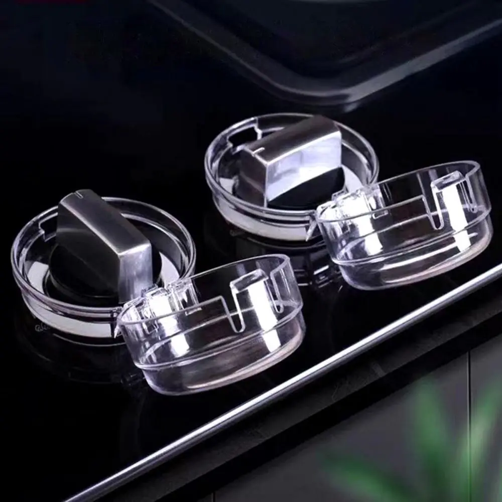 High Temperature Resistance Stove Knob Gas Cover Transparent Self-adhesive Oven Guard Lock Lid PC Kitchen Knobs Protector