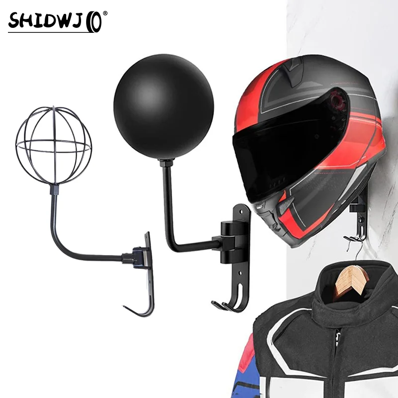 Motorcycle Helmet Rack Wall Mount 180 Degree Rotation Metal Bike Helmet Holder Mount Bicycle Helmet Display Hanger Stand