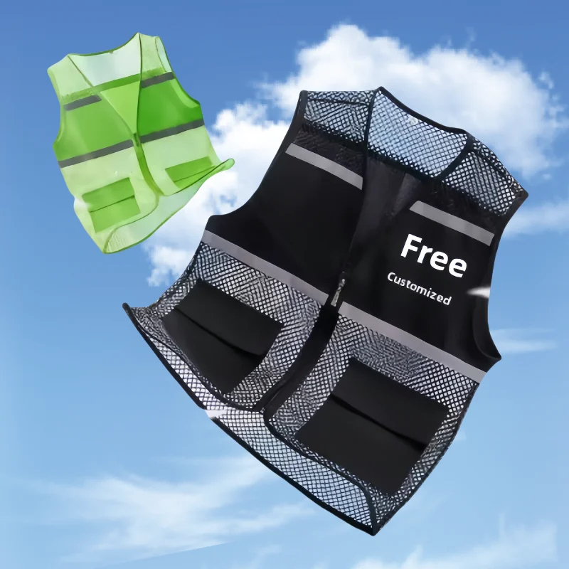 2025 Summer Breathable Mesh Fishing Vest Volunteer Workwear Custom Logo Printed Advertising Clothing Work Vest