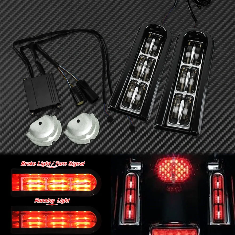 Motorcycle LED Inserts Saddlebag Filler Support Taillight Running Light For Harley Touring Electra Glide Road King CVO 2014-2023