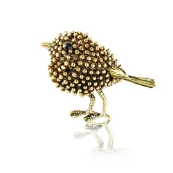 Vintage Sparrow Brooches Alloy Bird  Animal Lapel Pins Brooch Luxury Designer For Women Clothing Suit  Party Office Accessories