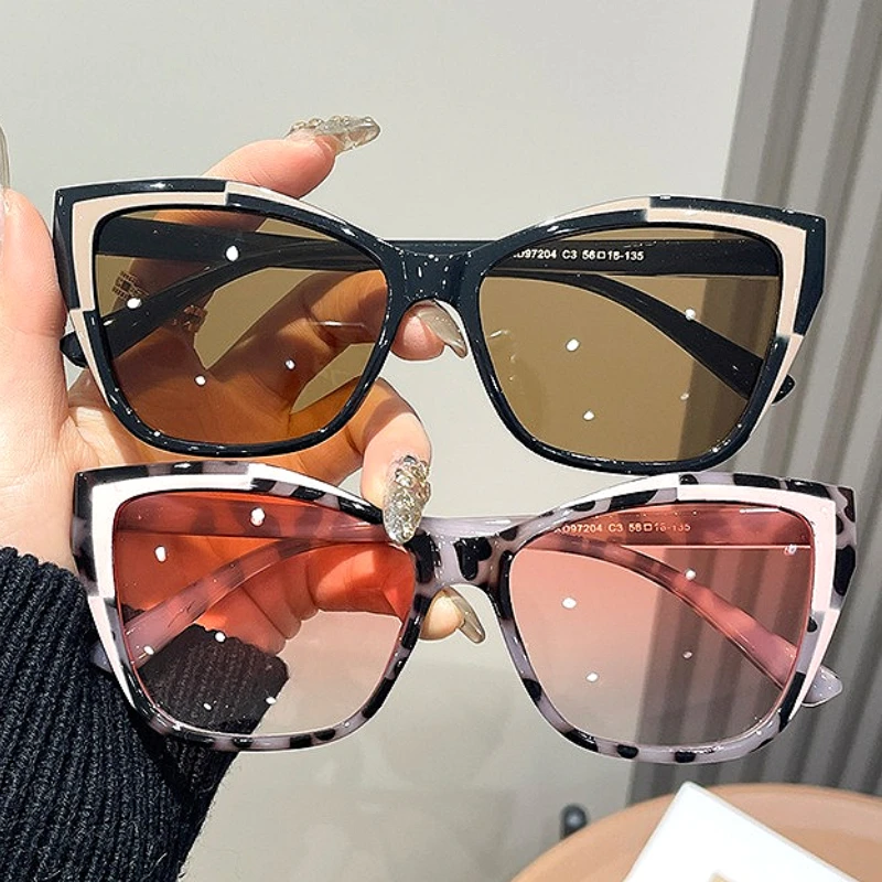 

Oversized Cat Eye UV400 Sunglasses for Women Color-Blocked UV Prtection Shades Street Style Vacation Sunglasses Eyewear