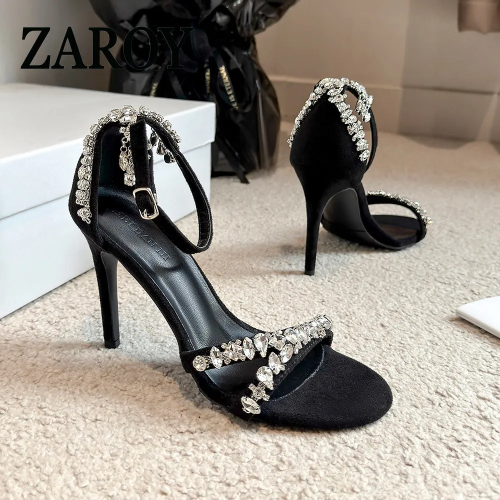【Outlet Clearance】Hand-stitched rhinestone back with high heels 2026 summer new style thin-heeled sandals for women