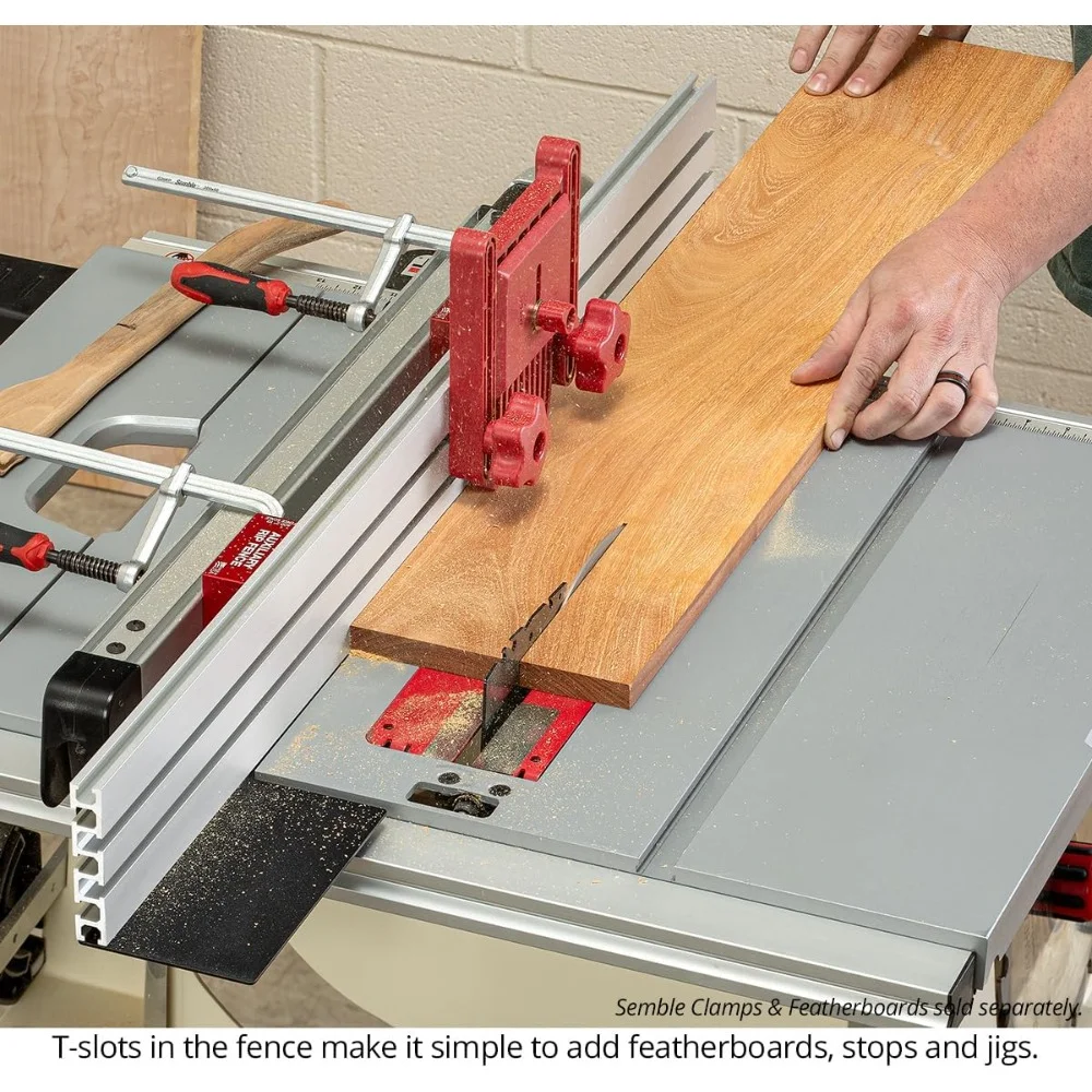 Auxiliary Rip Fence 36 Inch Table Saw Fence Extension Infeed Outfeed Support with T Track Slots and Clamping Blocks