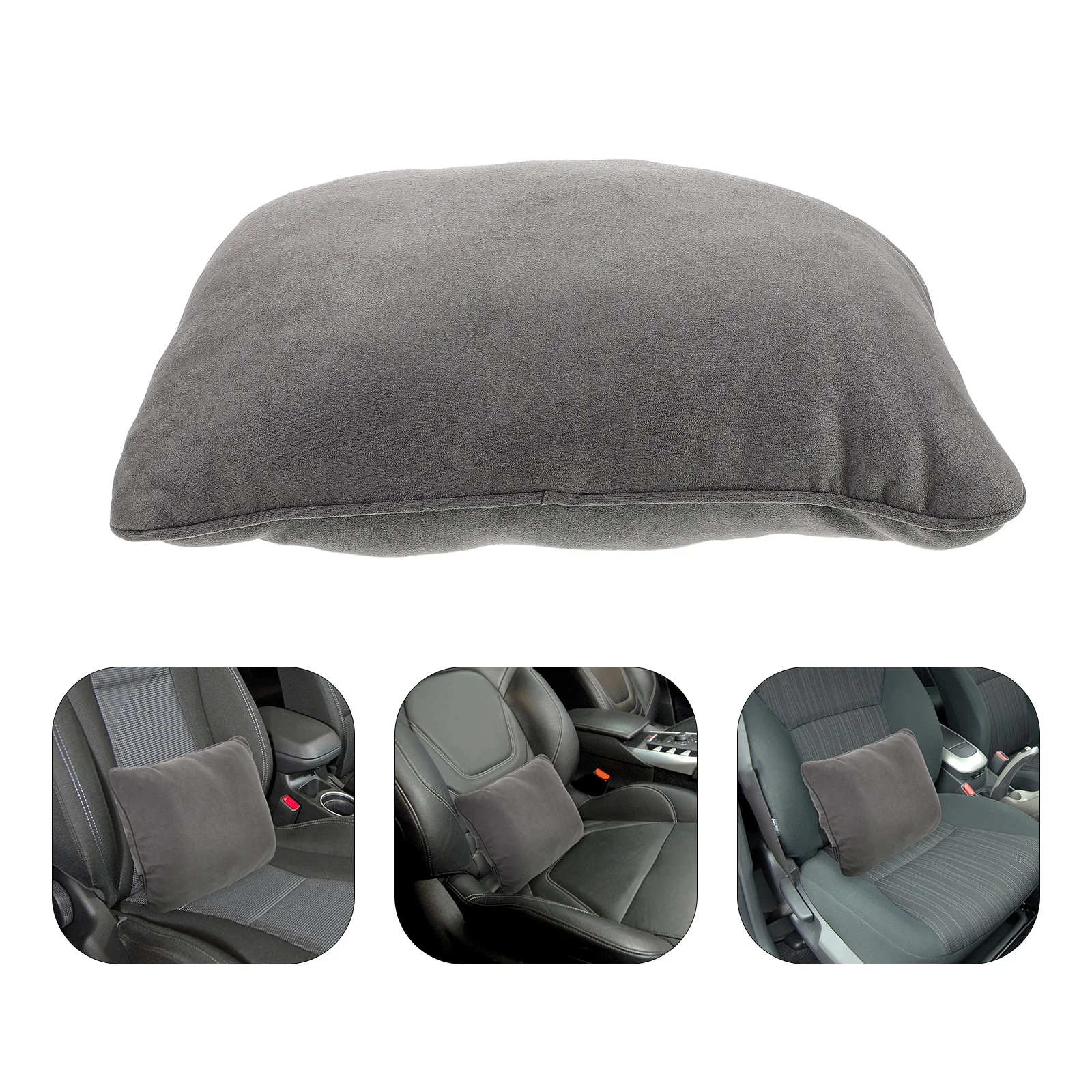 

PP Cotton Ergonomic Lumbar Support Pillow Grey Car Seat Cushion for Driving Comfort Relieve Back Pain Easy Setup Automotive Seat