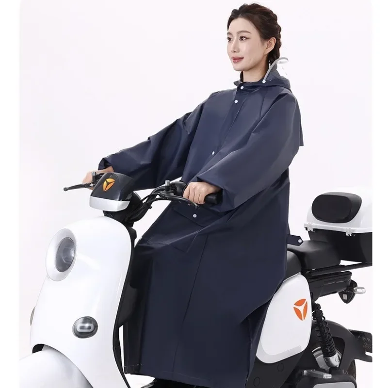 

Men's And Women's Mid Length Raincoat, Suitable For Electric Vehicles And Outdoor Sports, Adjustable Hood And Reflective Strip