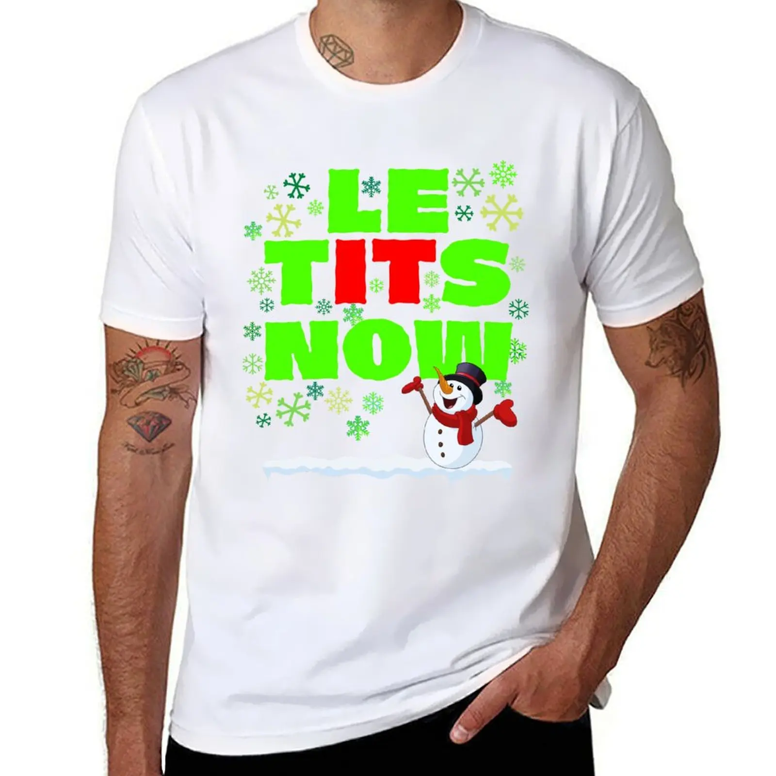 

Le Tits Now - Let It Snow Naughty Funny Sarcastic Irony Christmas Humor T-Shirt man graphic t shirt T-Shirt