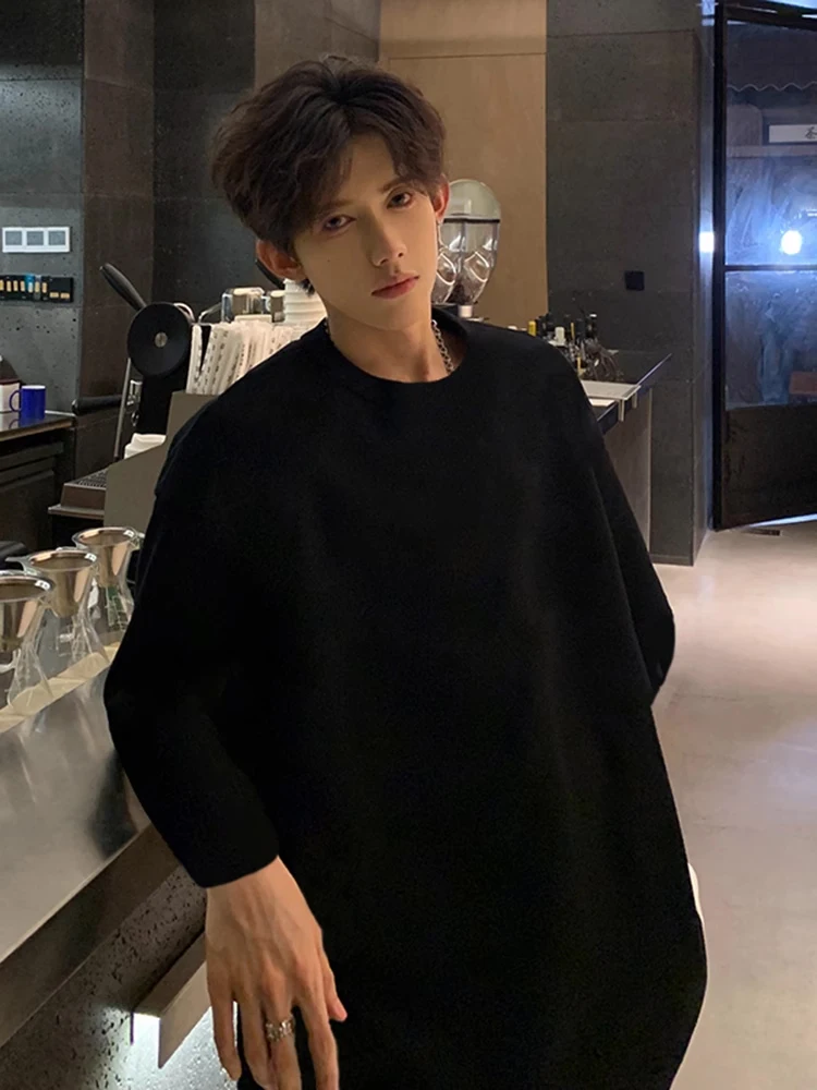 

American Sle Long Sve Cotton Sweatirt Men's round Ne Inner irt High Quali Casual Wear Spring Autumn Winter