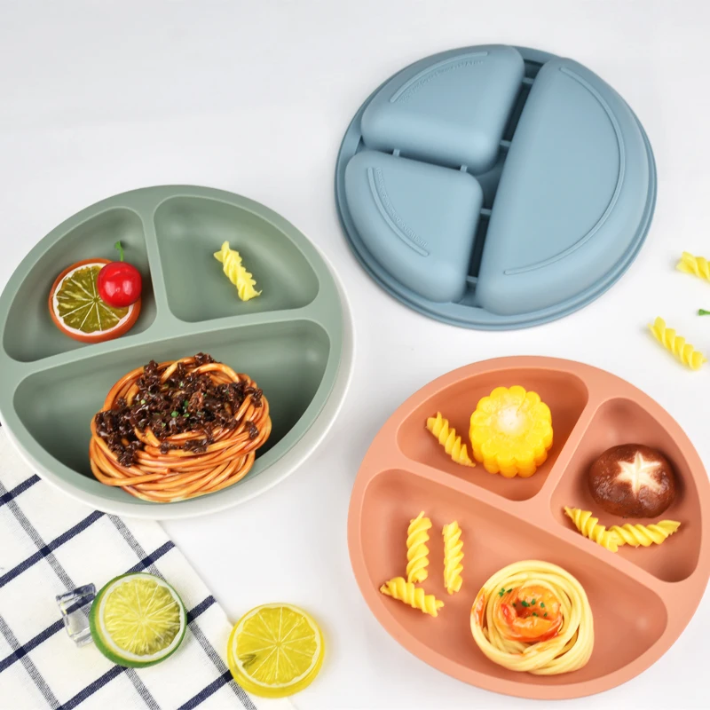 Bebê Silicone Talheres Set, Prato de Jantar, Crianças Comendo Alimentos, Desktop Adsorção, Prato De Frutas, Bacia De Alimentos Complementares,