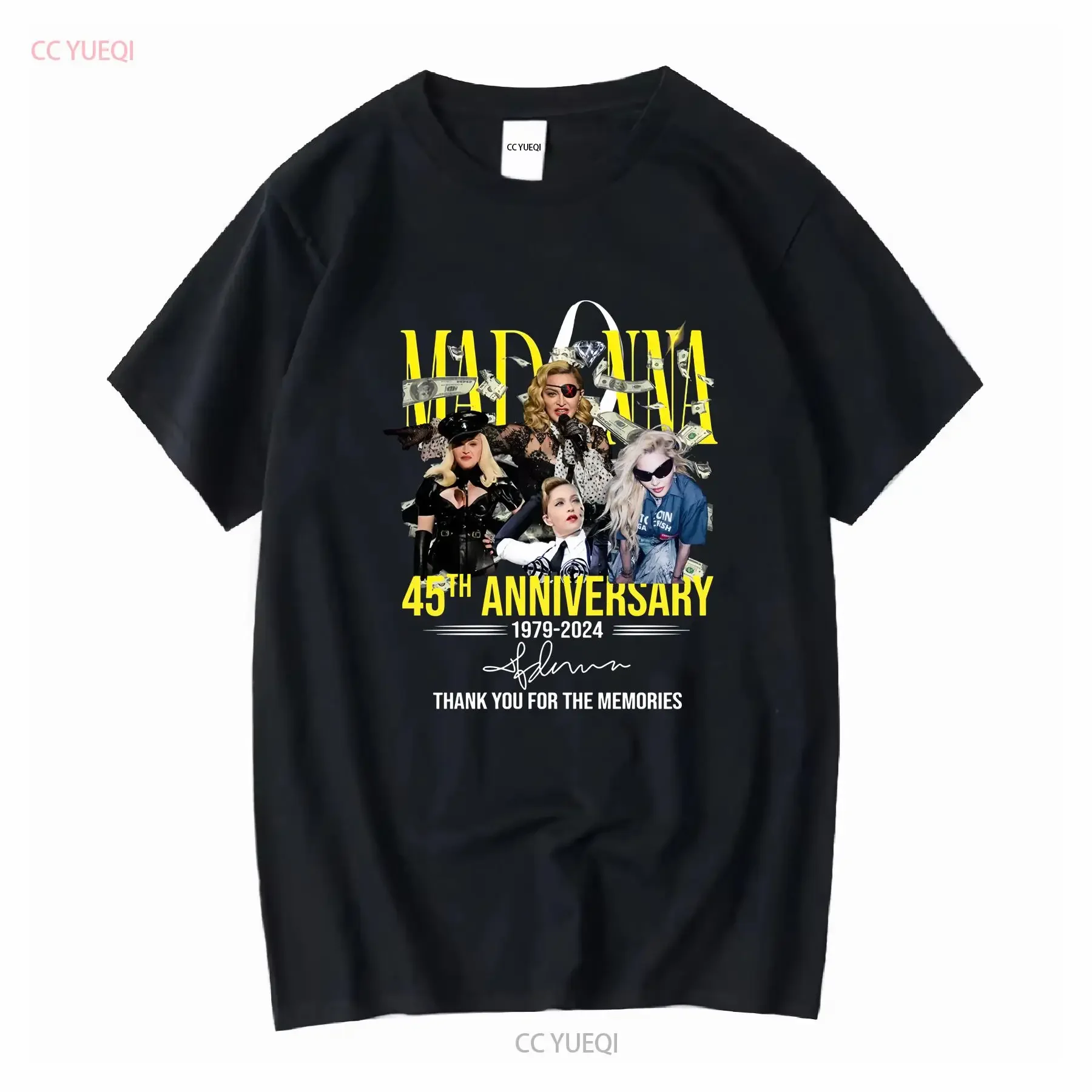 Camiseta del 45º aniversario de Madona, Gracias por los recuerdos, S 5Xl, mangas largas o cortas, ropa de diseñador vintage lavada