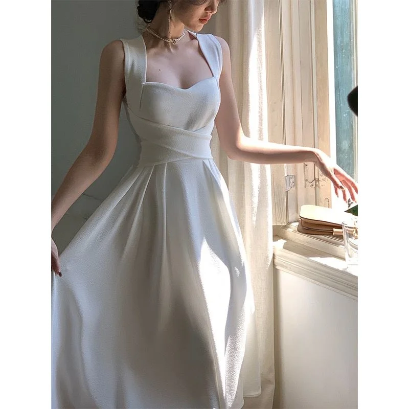 

Girl's White Dress With New Summer Slip Clothes Women Gift Gentle White Lover Maxi Skirt For Holiday Casual Outside Holiday Wear