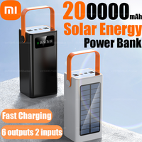 Xiaomi 200000mAh Thicken Solar Power Bank Big capacity Built-in Cables External Battery LED Light Power Bank For iPhone Huawei