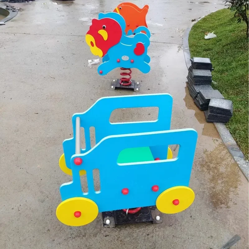 Outdoor Double Seesaw Rocking Horse with Spring and Music for Kids Playground Amusement Park Equipment Children Outdoor Play
