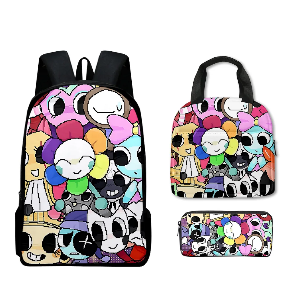 Hip Hop populer Dandy dunia 3D cetak 3 pcs/Set tas sekolah siswa Laptop ransel harian tas makan siang kotak pensil