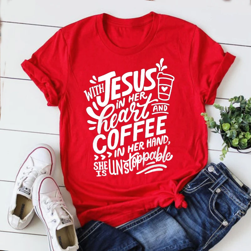 

Jesus Shirt Jesus Love T-Shirt Coffee Lover Shirts with Jesus Coffee Vintage Clothes Jesus Tee Cofee Shirt Harajuku M