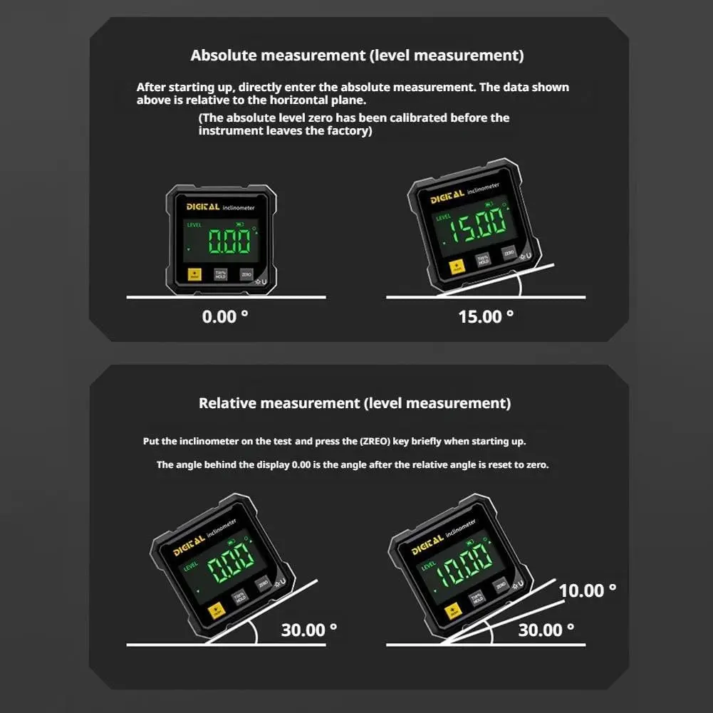 

Pocket Digital Level Protractor Inclinometer Professional Digital Display Angle Gauge 360 Degree Magnetic Electronic Level Laser
