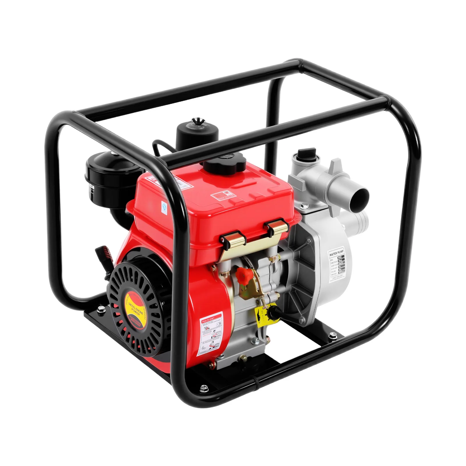 7.5hp 210cc 4-Stroke Diesel Engine Water Pump Air Cooled Single Cylinder 110gpm Flow Water Transfer Pump 2 Inch Water Pump for Farm Irrigation Drainage