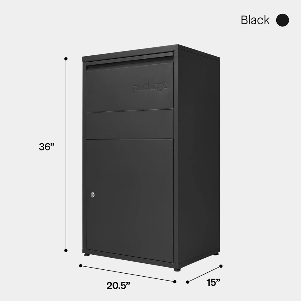صندوق توصيل كبير الحجم مقاس 36 × 20.5 × 15 خارجي قائم بذاته مضاد للسرقة صندوق قطرة الطرود باللون الأسود