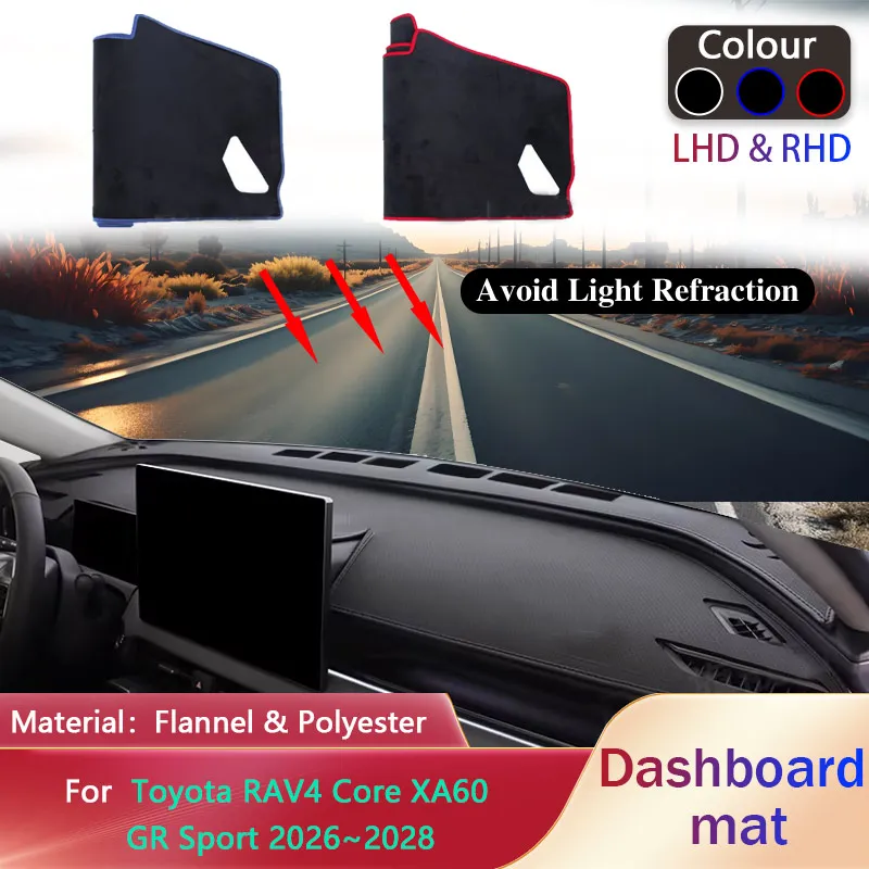 

Коврик на приборную панель для Toyota RAV4 Core XA60 GR Sport 2026~2028: защита от грязи, солнца, коврик-накладка, аксессуар