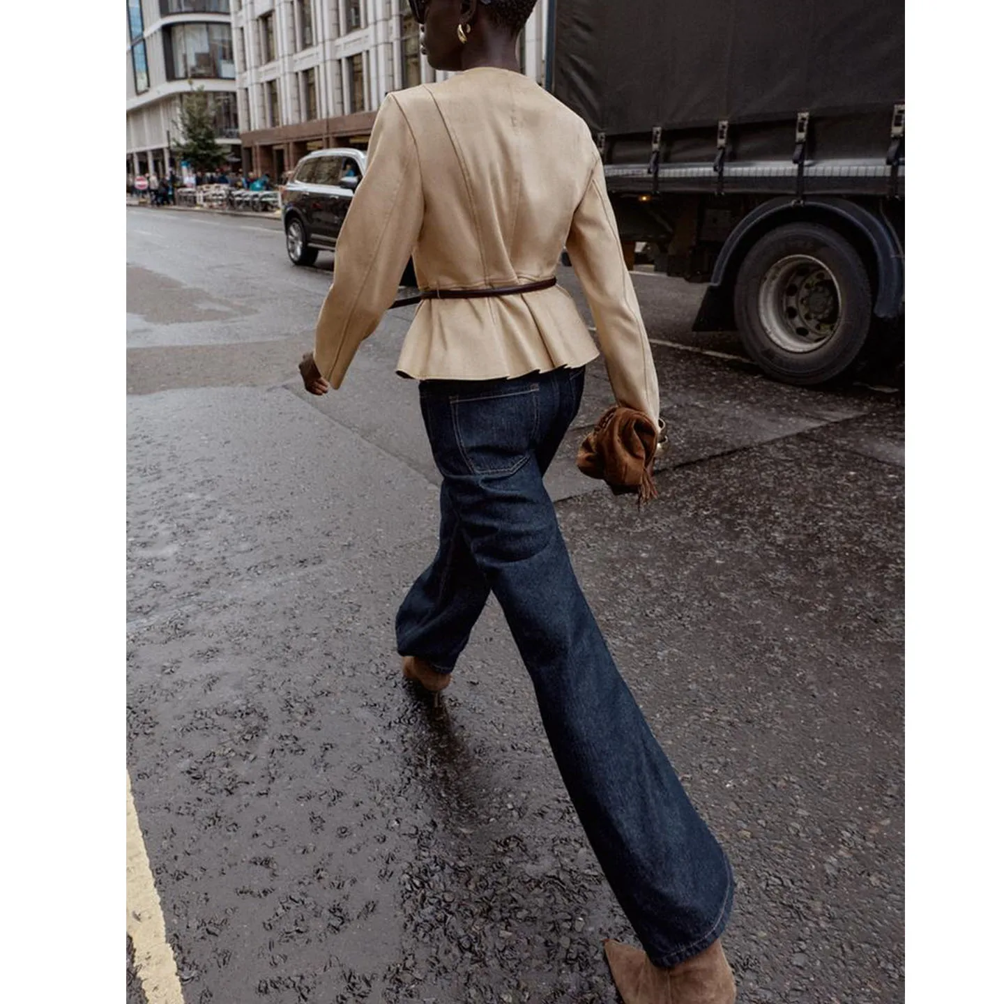 Jaet en simili cuir avec ceinture ort jupe ourlet 30280 fibre de polyester fine régulière 00% fermeture à glissière manteau pour femme