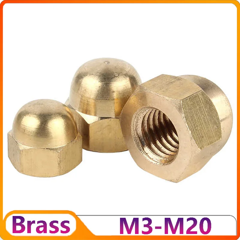 

M3 M4 M5 M6 M8 M10 M12 M14 M16 M18 M20 Brass 캡너트 Hex Domed Nuts DIN1587 Acorn Nuts Cap Nuts For DIY Furniture 너트 tuercas