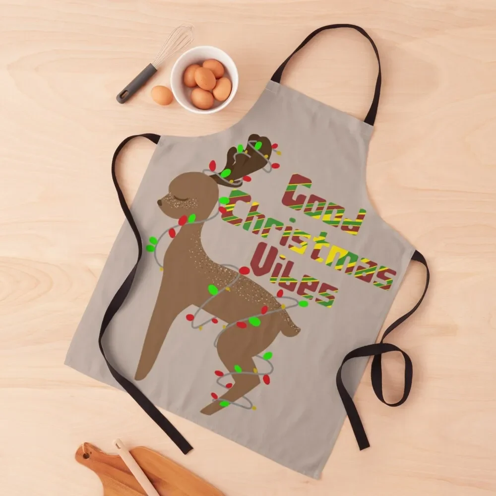 

Good Christmas Vibes Apron for kitchen useful Home And Kitchen Kitchen Apras Man Women's Dresses Apron