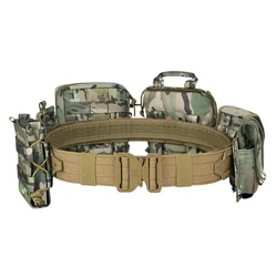 YAKEDA Molle Battle Belt Molle Combat Belt Tactical Combat Airsoft Heavy Duty Belt with Pouches 8-in-1