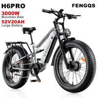 FENGQS H6PRO 3000W Electric Bike Ddual Motor Mountain e-bike,26 inch fatbike, 50km/h Max Speed,52V 20Ah Battery,Electric Bicycle
