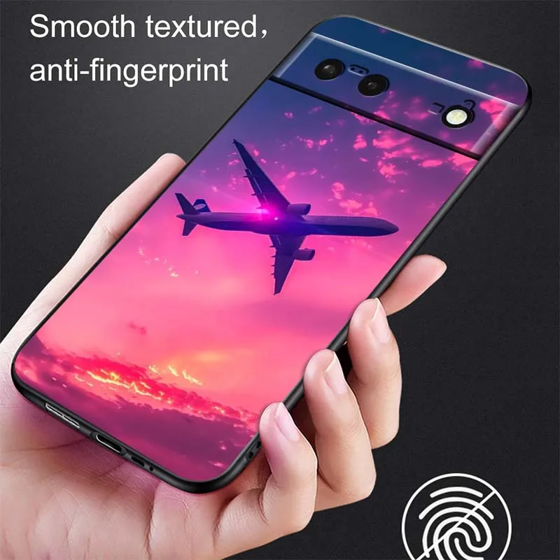 Mode vliegtuig patroon Cover Voor Google Pixel 10 9a 9 8A 8 7 7A 6 6A Pro XL 2024 5G Zwart Zachte TPU Siliconen