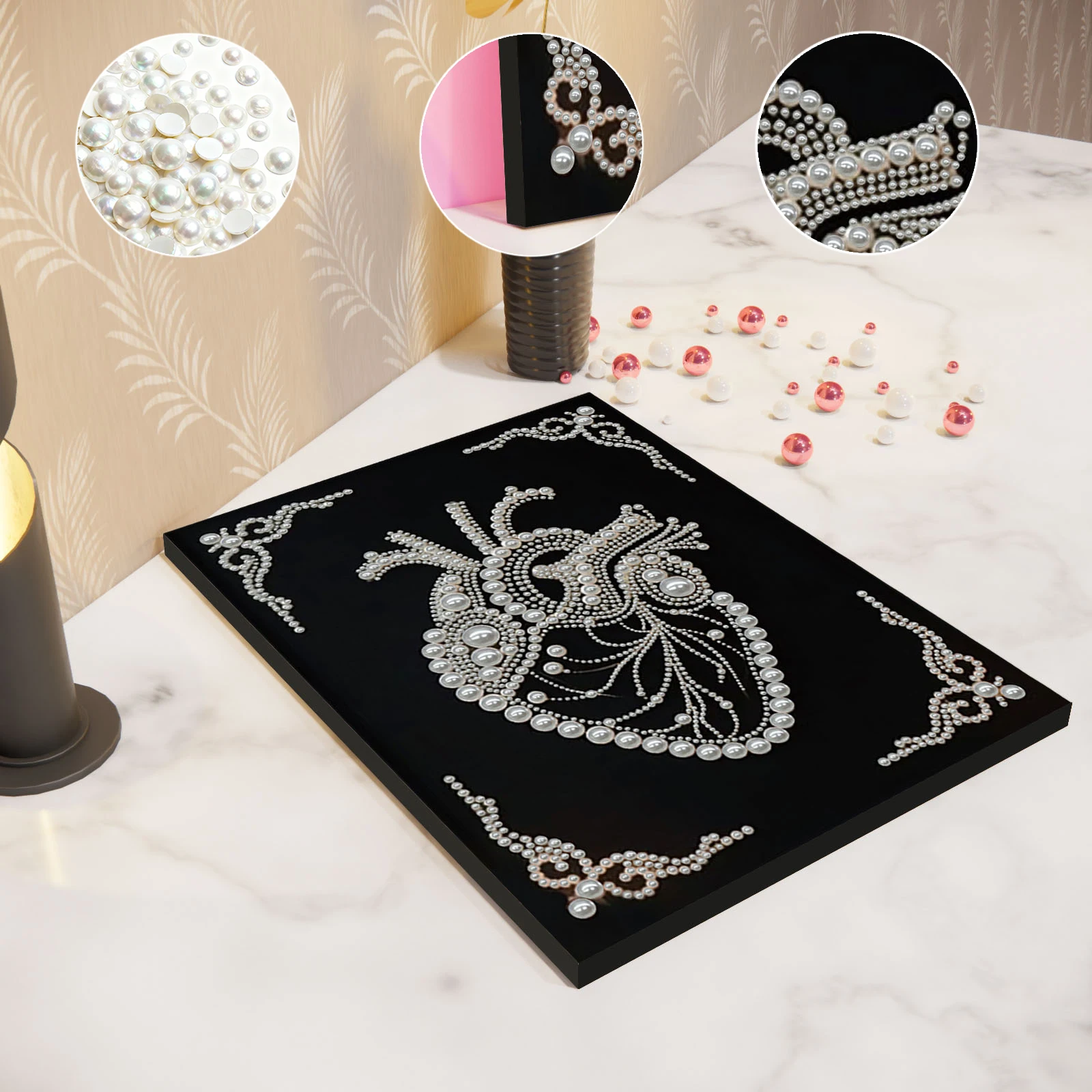 

Heart DIY Pearl Painting Art Kits for Adults Home Wall Decor Pearl Gem Paintings Picture Arts Craft With Frame 30x40cm