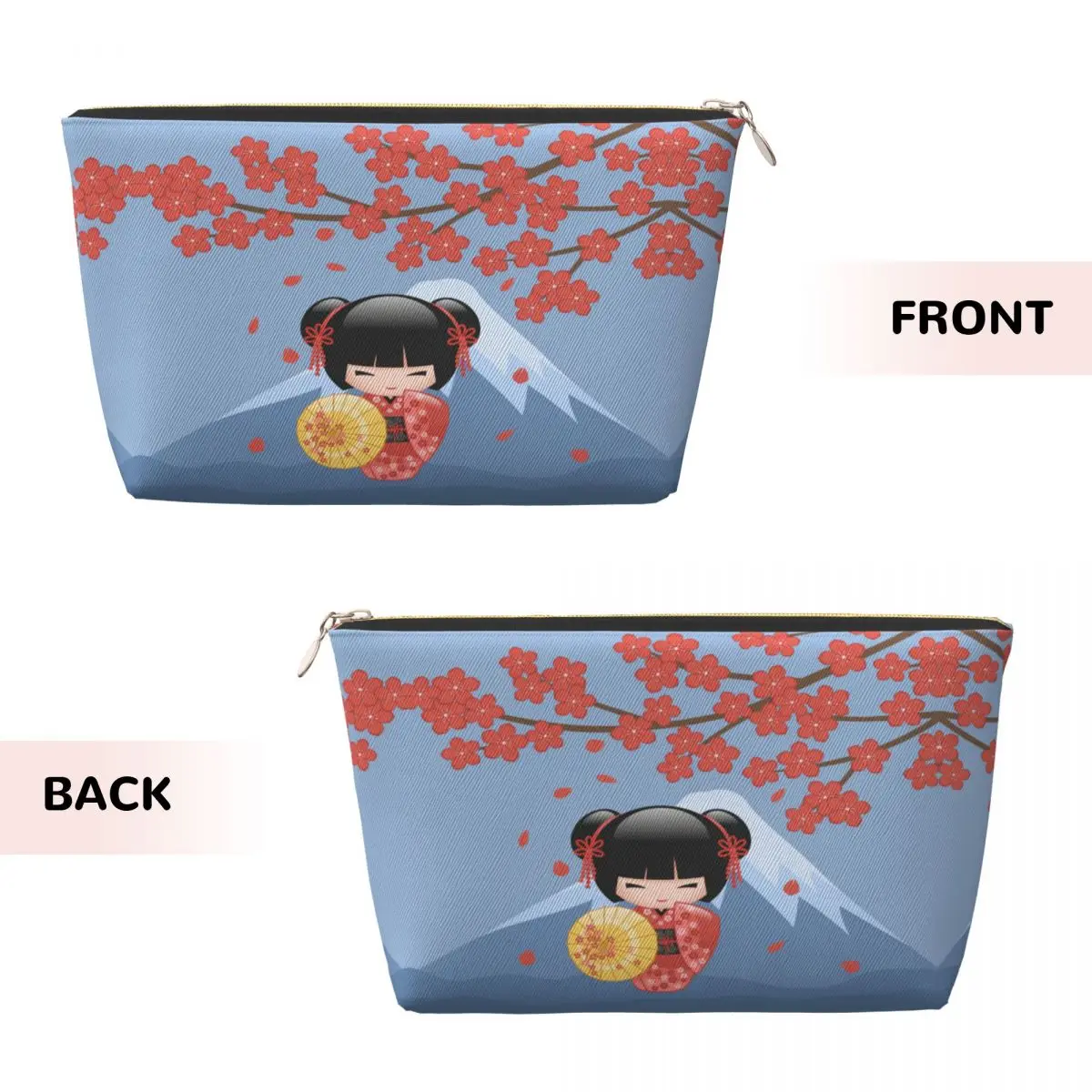 Custom Travel Kokeshi Doll Cherry Blossoms Toiletry Bag Japanese Geisha Girl Art Makeup Cosmetic Beauty Storage Dopp Kit Box