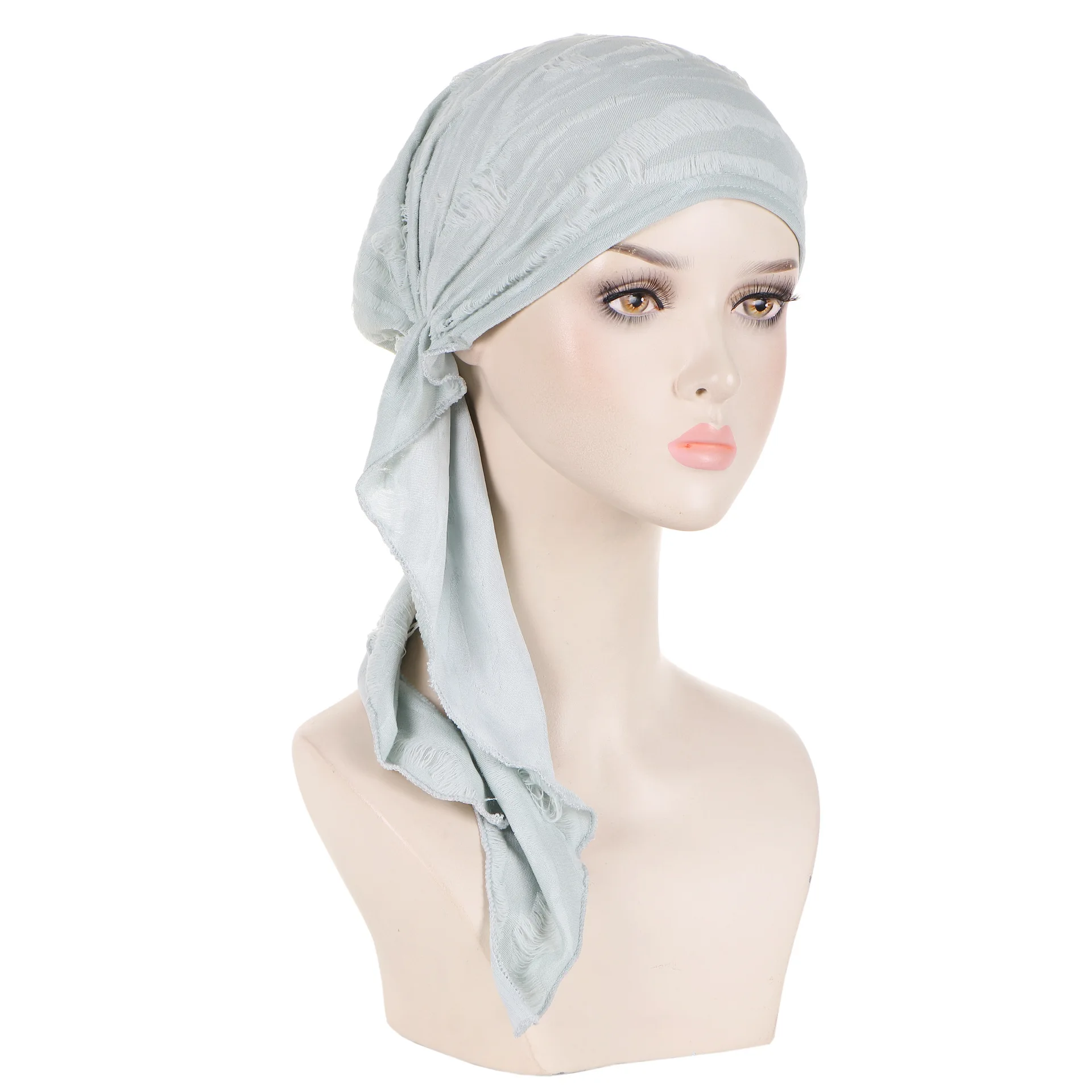 

Pre-Tied Hijab Turban Chemo Cap Hair Loss Cancer Inner Hat Long Tail Bandana Headwear Bonnet Muslim Femme Turbantes Headwrap Cap