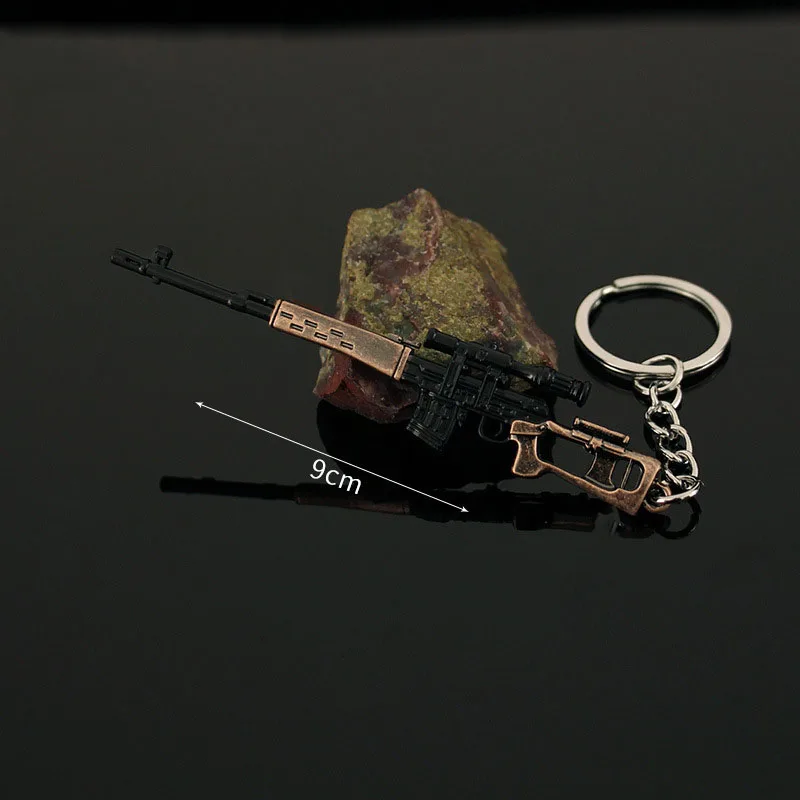 9cm Mini Gun Model Keychain SVD Model Jewelry Weapon Metal Pendant Key Chain Chaveiro Bag Car Key Holders Gift For Kids Men