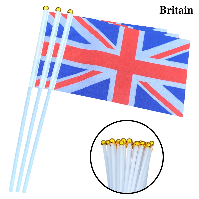 EOODLOVE FLAG 10/20/50 pieces 14 * 21cm UK hand-held plastic stick flag Outdoor celebration event UK banner