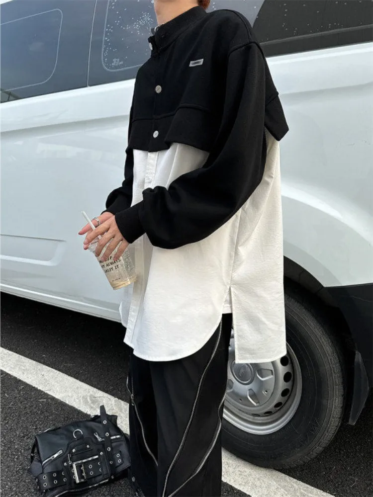 

Men's Long Sve irt Spring Autumn Oversize American High Street Sle Striped Pattern Casual Haome Design Loose Fit