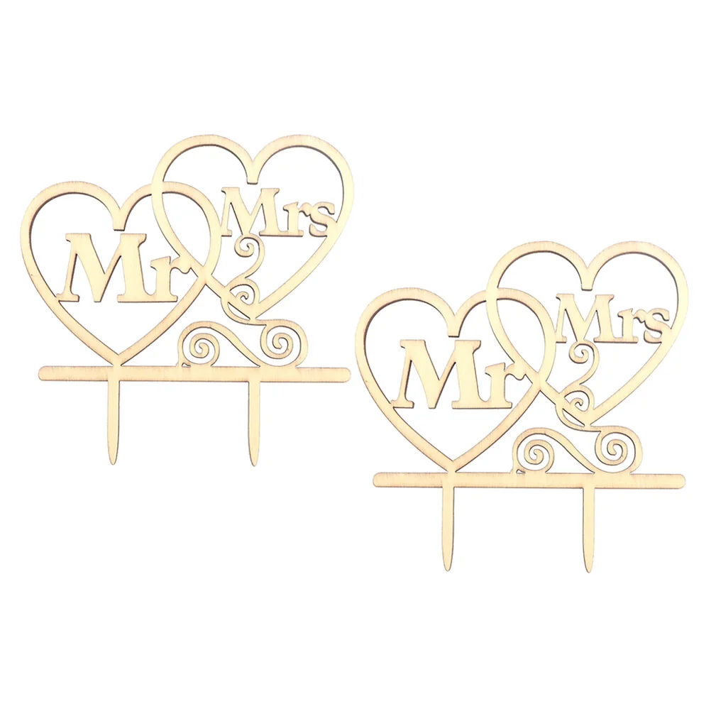 

2Pcs Mr Mrs Heart Shape Cake Picks Creative Wedding Cake Toppers Reusable Cupcake Decor Engagement Valentine Party Supplies