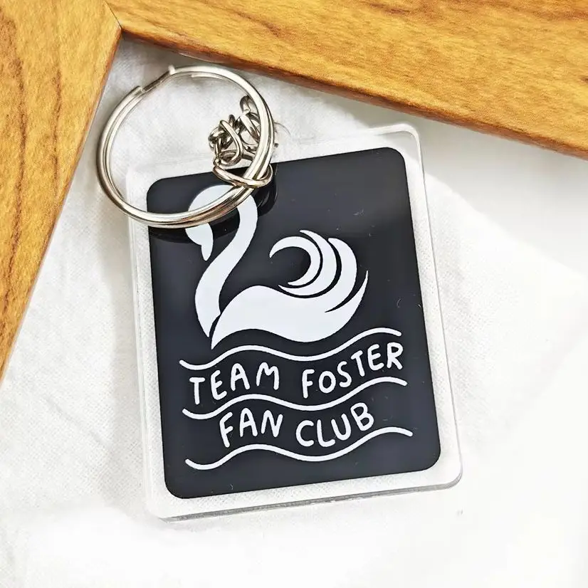 Keeper-of the Lost Cities Acrylic Keychain Team Foster Fan Club Black Swan Logo Key Ring Double Sided KOTLC Book Fans Gift Bag P