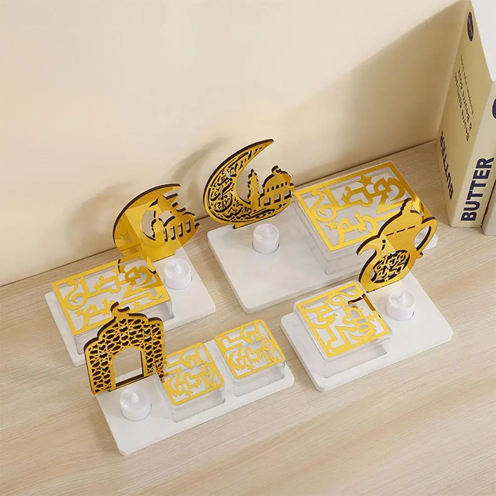 Ramadan Eid Table Decorations Candlestick Food Holder Plates Electronic Table Party Decoration Decoration With Eid Candle V4m9