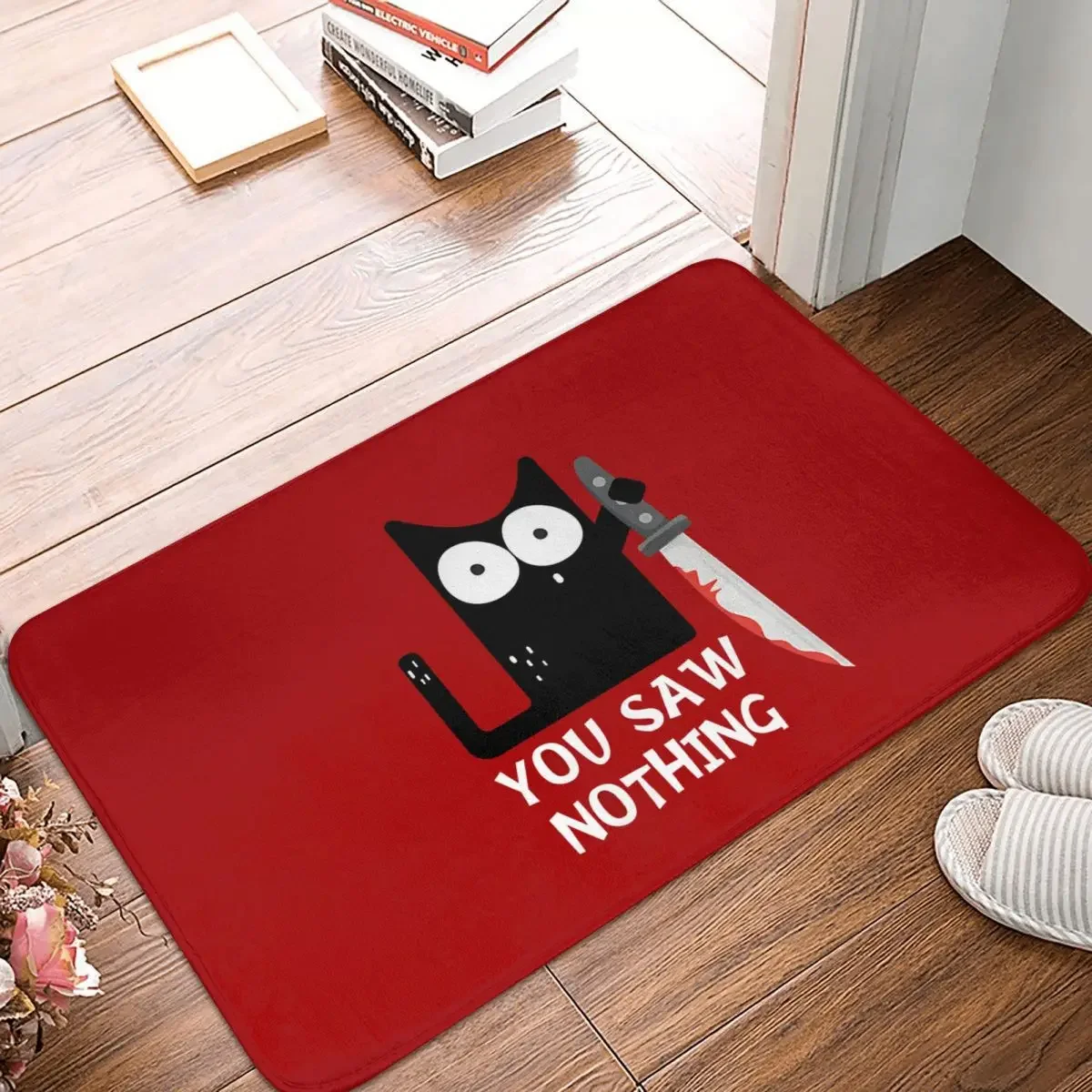 Cat Bathroom Mat You Saw Nothing Doormat Living Room Carpet Entrance Door Rug Home Decor