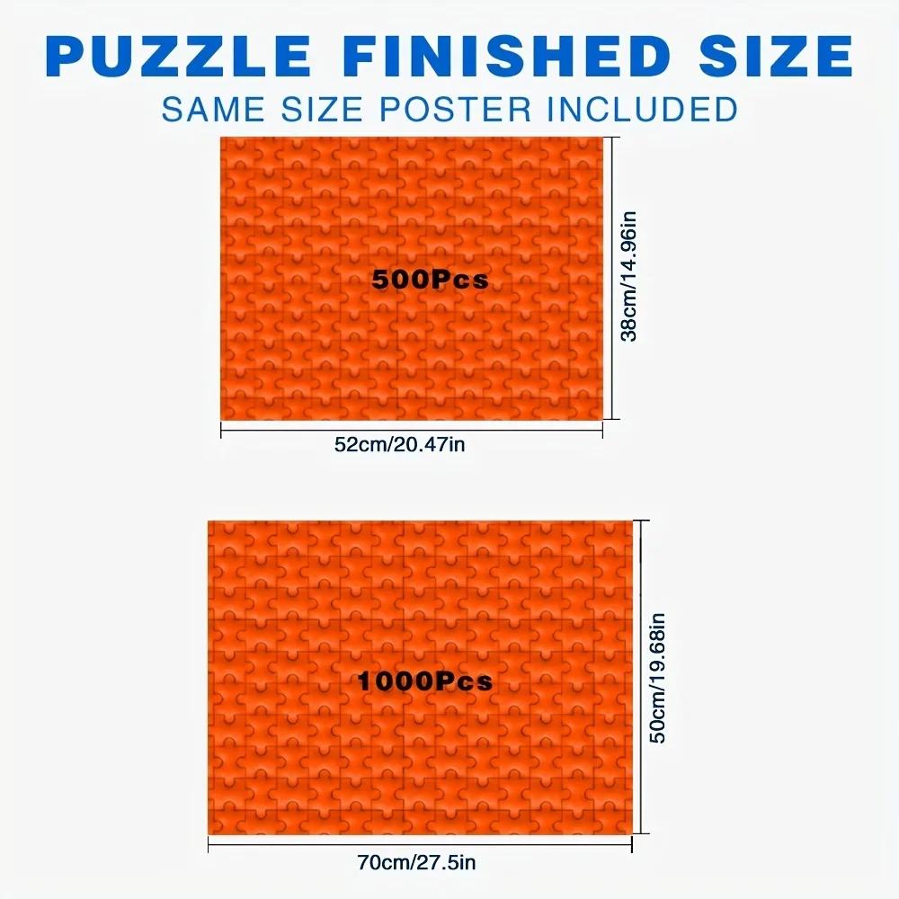 500/1000pcs Puzzle for Adults, Large Challenge Puzzle Book with 2 Difficulty Levels (500 & 1000pcs), Friendly Portability, Cha