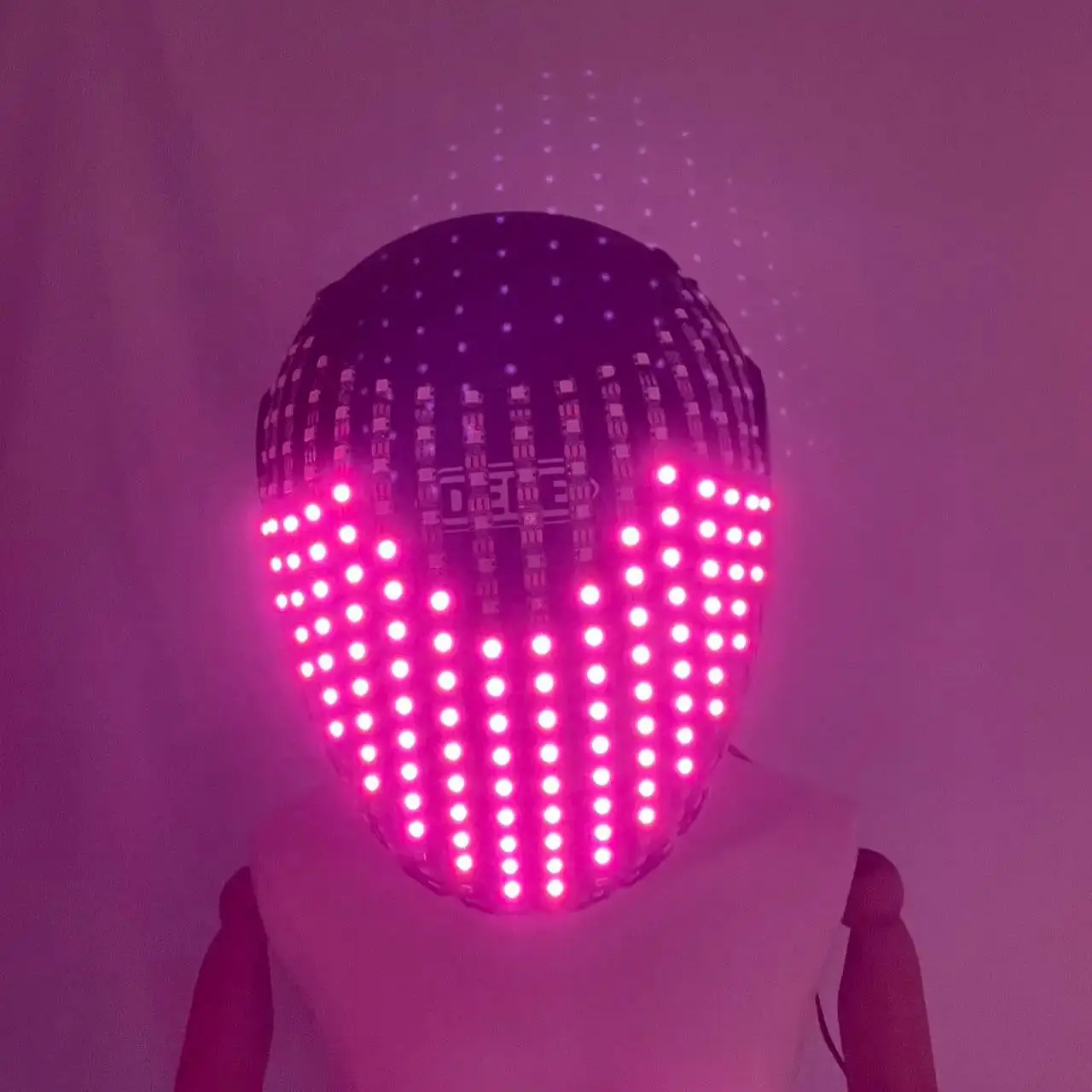 LED Helmet USB Rechargeable Flashing Light Up Multicolor DJ Rave Party Helmet for Christmas Holiday Dance Show Performance Wear