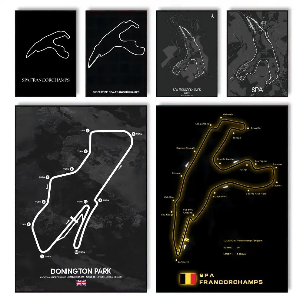 iconic circuit Circuit de Spa Francorchamps Painting Calligraphy Stylish Canvas Poster Wall Art for Bedroom Home Decor Gift