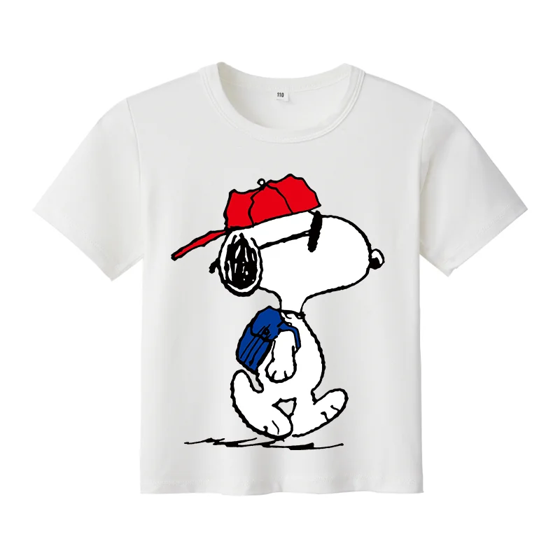 New Style Snoopy Short-sleeved T-shirt - Cartoon Anime for Boys and Girls, Children and Adults, Family Wear Set
