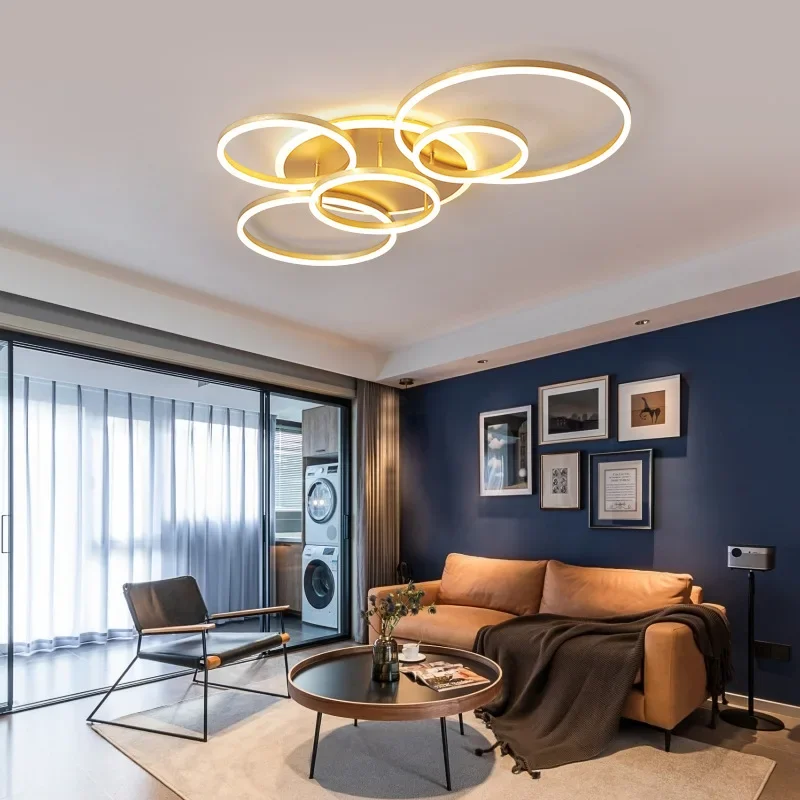 Modern Circular LED Ceiling Lamp Living Room Lights Home Interior Decor Lighting Room Fixture Luster Combination Pendant Light